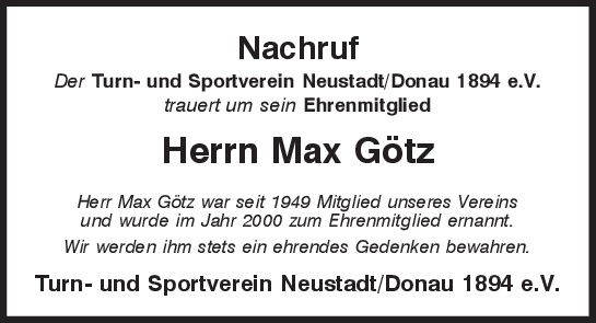 Nachruf Goetz Max
