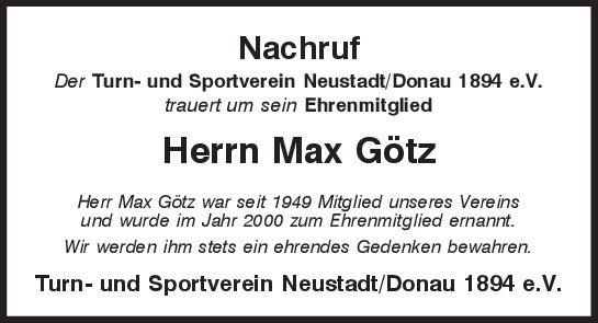 Nachruf Goetz Max
