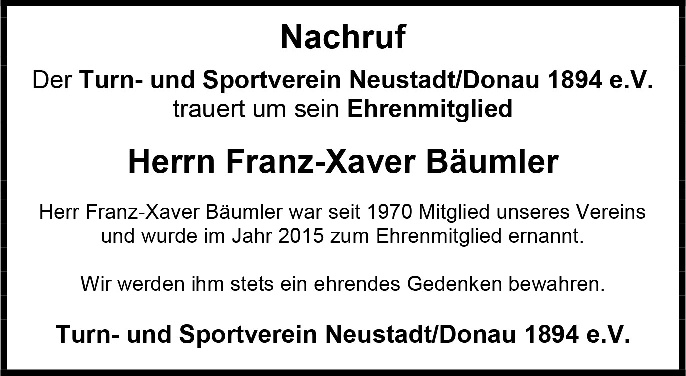 Nachruf Baeumler Xaver