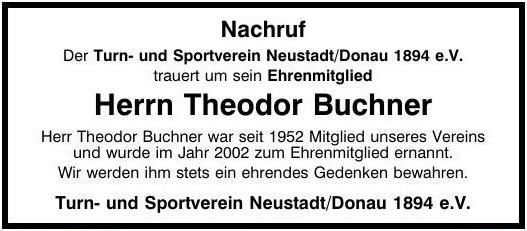 Nachruf Ehrenmitglied Buchner Theo