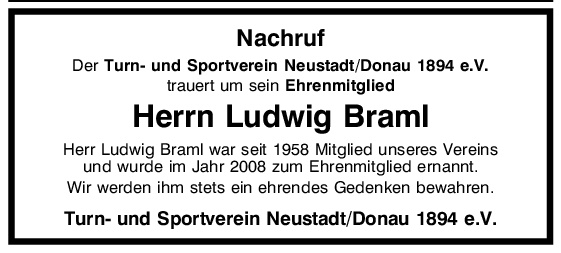 Ludwig Braml Ehrenmitglied gestorben 03 2016